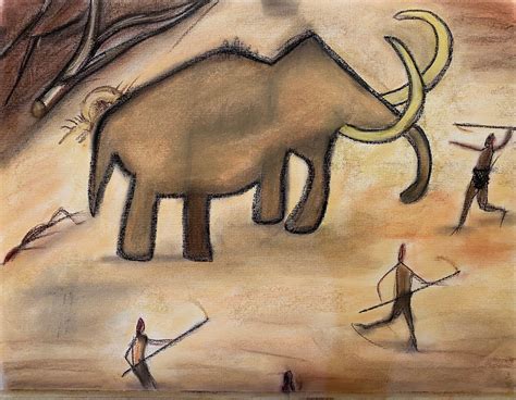 Stone Age Cave Art Woolly Mammoth Pastel Painting. - Etsy UK