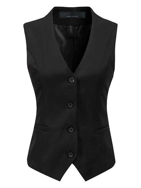 Made by Olivia Women's Fully Lined 4 Button V-Neck Economy Dressy Suit Vest Waistcoat - Walmart ...