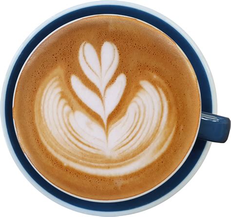 Top view of a mug of latte art coffee. 14058458 PNG