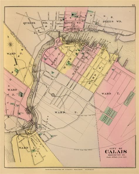 Calais 1894 Old Map Reprint Maine State Atlas Stuart 055 | Etsy