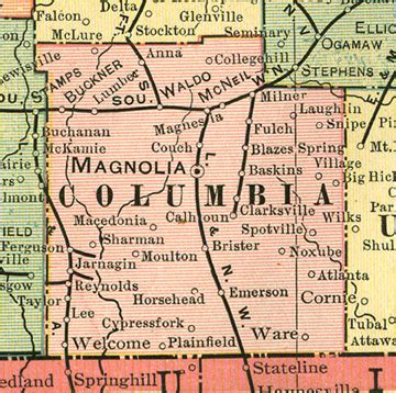 Columbia County, Arkansas Genealogy, History, maps with Magnolia ...