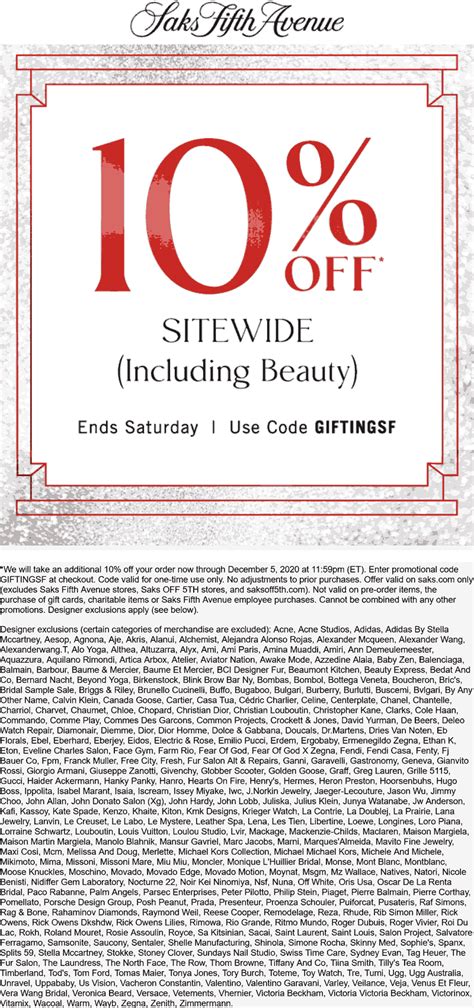 10% off everything online at Saks Fifth Avenue via promo code GIFTINGSF #saksfifthavenue | The ...