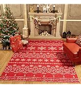 Amazon.com: PureCozy Christmas Rug 5x7 Indoor Red Area Rug Washable Living Room Carpet Xmas ...