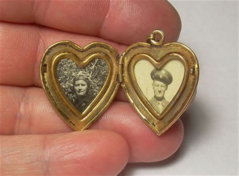 STERLING SILVER Antique WW2 Heart Locket With Rare Pilot Photos ORIGINAL PHOTOS -- Antique Price ...