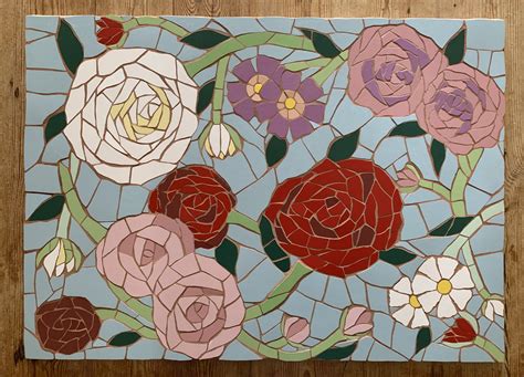 Rose Mosaic Doorstep - Felicity Ball mosaics