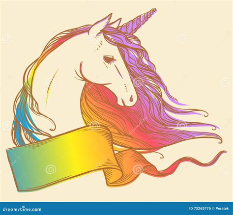 Rainbow Unicorn. Vector Hand Drawn Illustration Stock Vector - Illustration of girly, kids: 73265776