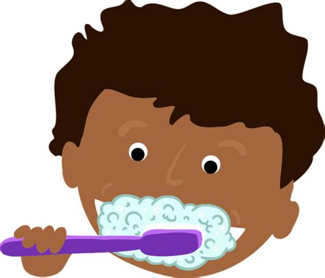 Niño africano cepillarse los dientes | Vectores de dominio público
