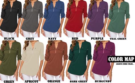 Womens Long Sleeve Tunic Tops Work Casual Shirts Blouses Wine Red XXL at Amazon Women’s Clothing ...