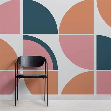 Breuer Retro Geometric Wallpaper Mural | Hovia | Geometric wallpaper ...