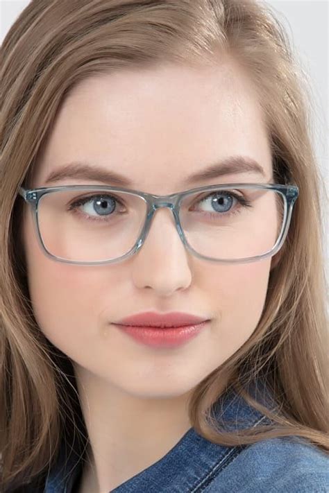 Constellation Rectangle Clear Blue Full Rim Eyeglasses | Eyebuydirect Canada | Blue glasses ...