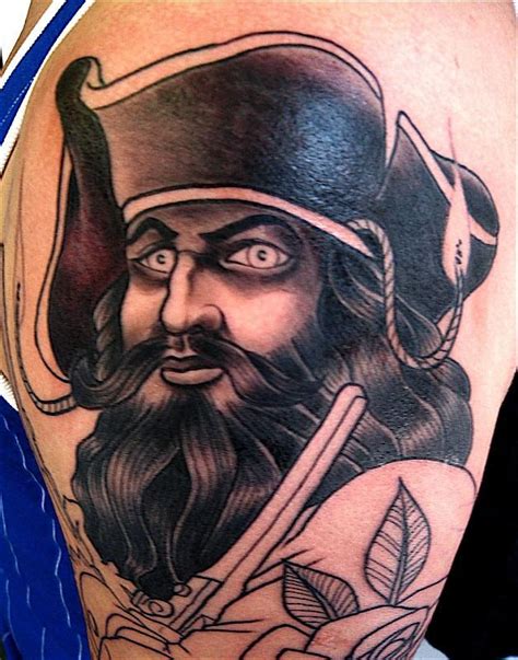 blackbeard | Black and grey tattoos, Tattoos, Portrait