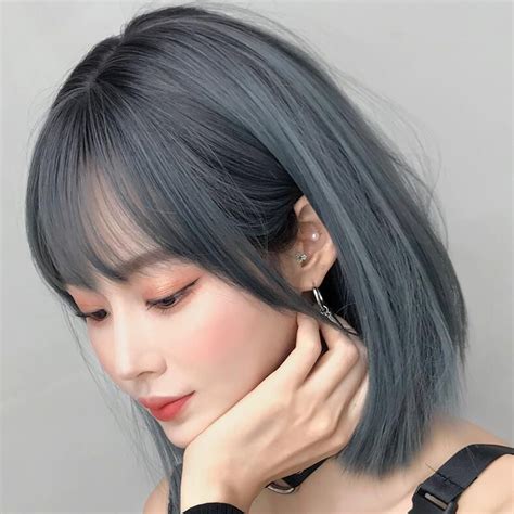 Harajuku Natural Straight Wig yv43311 | Youvimi Ash Blue Hair, Ash Gray Hair Color, Dyed Hair ...