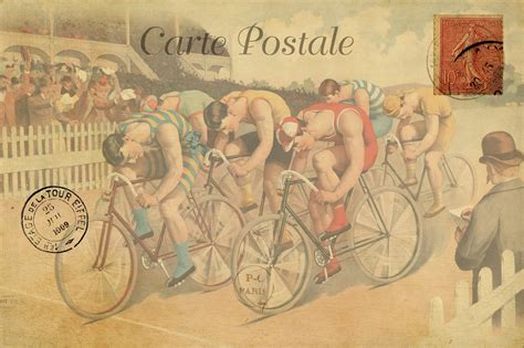 Vintage Bicycle Race Postcard Free Stock Photo - Public Domain Pictures