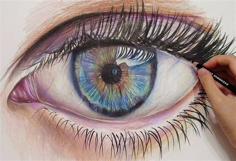 Drawing A Realistic Eye with Colored Pencils - Time lapse | Eye drawing ...