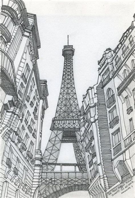 Easy-and-Beautiful-Eiffel-Tower-Drawing-and-Sketches | Rysunki, Tapety i Grafika