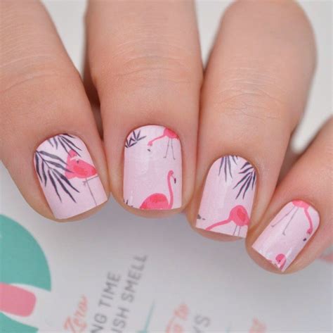 Flamingo | Summer Themed Nail Polish Wrap | Flamingo nails, Nail art designs, French manicure nails