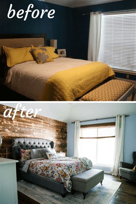 before and after photos of a bedroom makeover