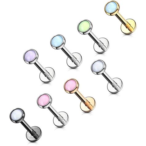 Luminous Epoxy Stone Top Steel Labret Monroe Bar 16G | Labret, Monroe piercing jewelry, 316l ...