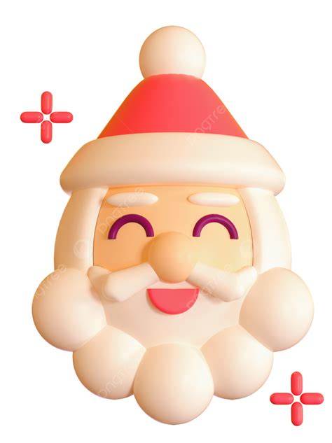 Christmas Minimalist Cartoon Icon Santa Claus 3d Illustration, White Beard, Big Beard, Old Man ...