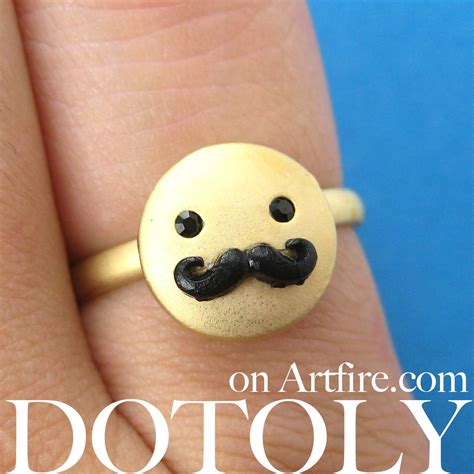 Adjustable Monopoly Man Mustache Moustache Ring in Gold ALLERGY FREE · DOTOLY Animal Jewelry ...