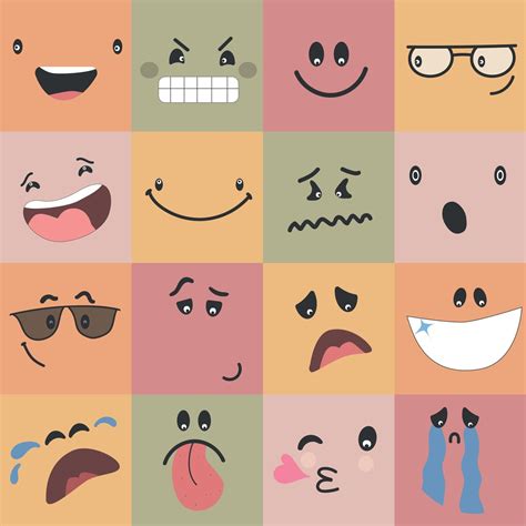 colorful abstract Emoticons set comic Faces with various Emotions Different colorful characters ...