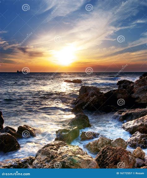 Seascape sunset stock image. Image of shore, night, purple - 16772557