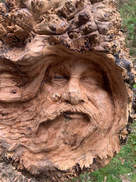 Wood Carving, Wood Wall Art, Burl Carving, Carving of a Face, Handmade Woodworking, by Josh ...