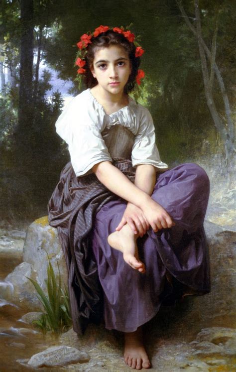 William-Adolphe_Bouguereau_(1825-1905)_-_At_the_Edge_of_the_Brook_(1875) - The Art Bog