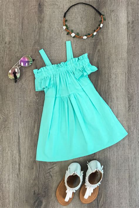Mint Off-Shoulder Dress from Sparkle in Pink | Baby girl dresses, Dresses kids girl, Little girl ...