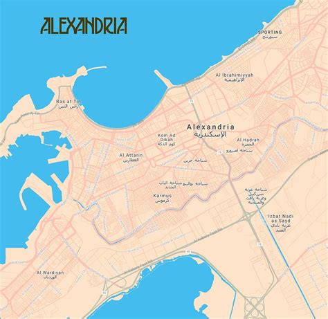 Minimalist Modern Map of Downtown Alexandria, Egypt 2A Painting by Celestial Images - Fine Art ...