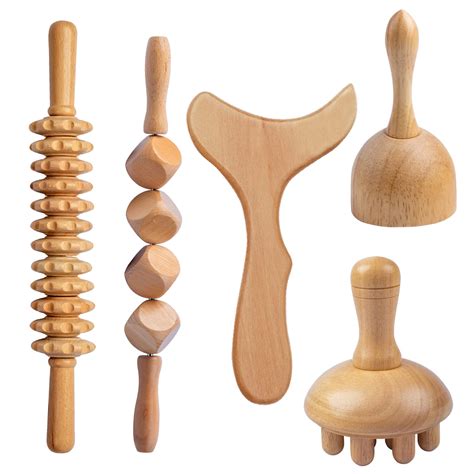 Wood therapy tools, Wooden massage tools set, body shape massage ...