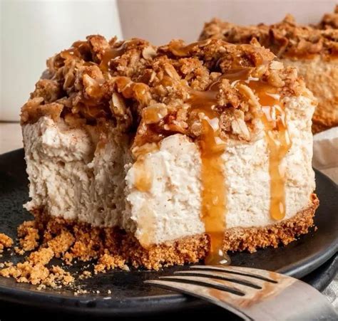 Apple Crumble Caramel Cheesecake - KristyRecipes