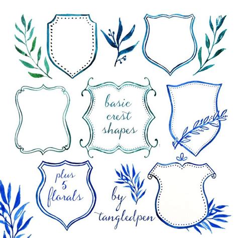 Hand Painted Crest Basic Shapes for Custom Design Crests and - Etsy | Basic shapes, Wedding ...