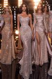 Designer Sequined Sleeveless Mermaid Prom Dress With Beads – misshow.com