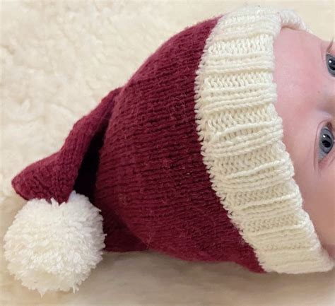 Santa Hat for Babies and Toddlers [FREE Knitting Pattern] - Knitgrammer