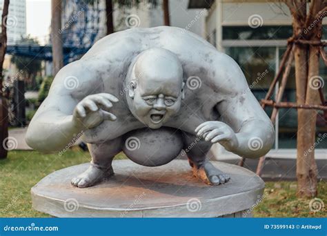 Outdoor Grey Fat Guy Sculpture Stock Image - Image of statue, happy: 73599143