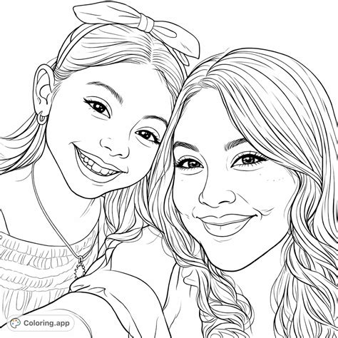Mother Daughter Portrait Smile - Coloring.app