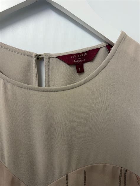 TED BAKER Ladies Circus with Beading Details Nude/Beige Dress Size: UK