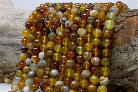 Black Striped Agate Polished 6mm Round