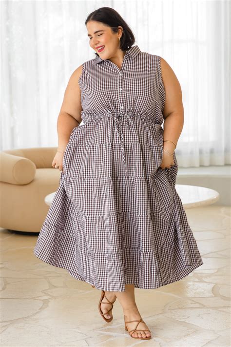 Kathy Midi Dress Chocolate Gingham – Orange Sherbet Boutique