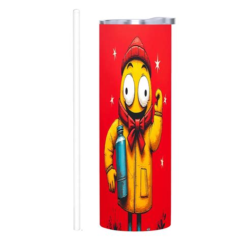 20 oz Stainless Steel Insulated Tumbler - Vibrant Red with Cartoon