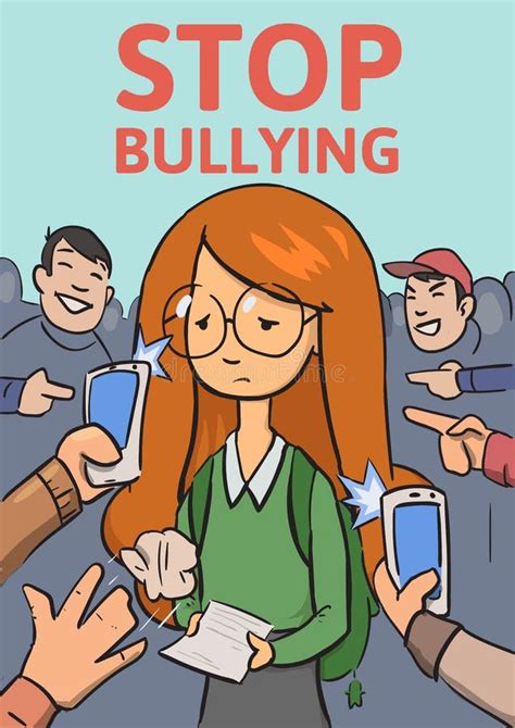 Stop Bullying in the School. 4 Types of Bullying: Verbal, Social, Physical, Cyberbullying Stock ...