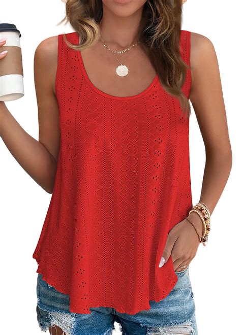 fantaslook womens eyelet embroidery sleeveless tank tops flowy summer