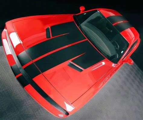 Challenger Over-The-Top Double Stripes; Gloss Red (15-18 Challenger ...