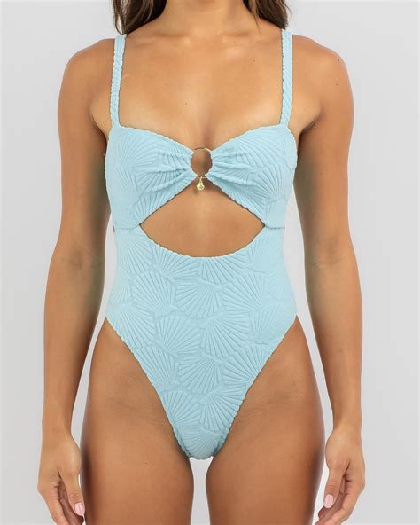 Shop Topanga Attina Cut Out One Piece Swimsuit In Blue - Fast Shipping