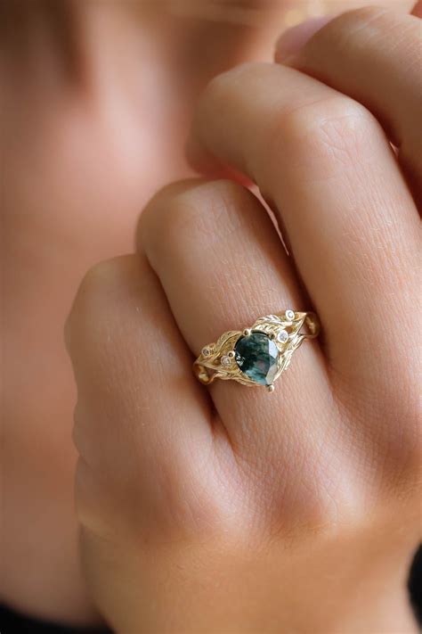 Nature Inspired Moss Agate Engagement Rings | Eden Garden Jewelry™