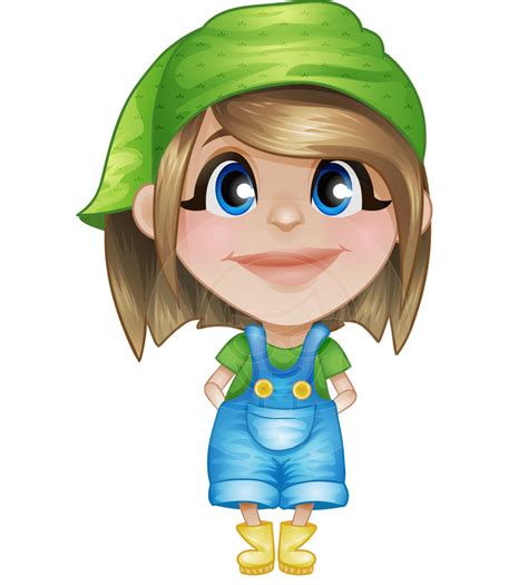 Little Farm Girl Cartoon Vector Character - 112 Illustrations | GraphicMama