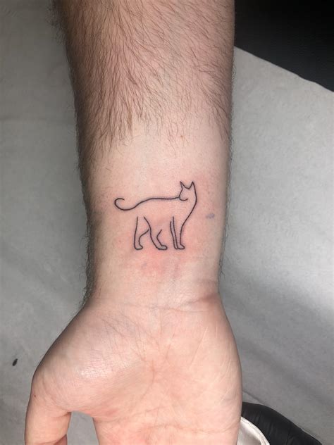 Black Cat Outline Tattoo