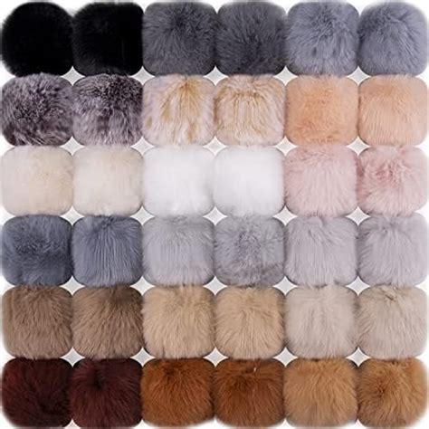 SIQUK 46 Pièces Fausse Fourrure Boule, DIY Pom Pom Ball Pelucheux Faux