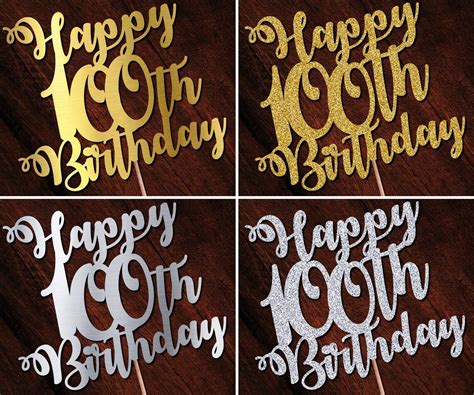 Personalised Custom Cake Toppers 100th Birthday Happy 100th - Etsy